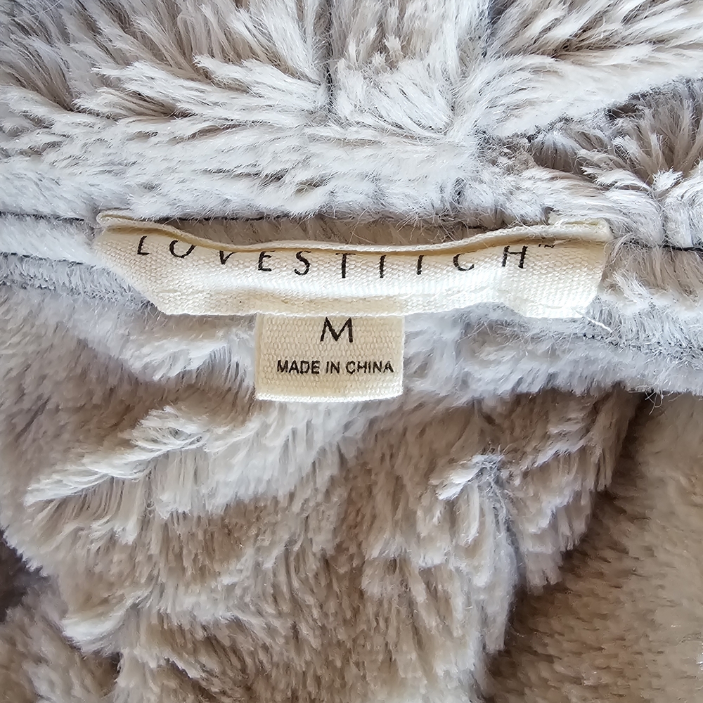 Lovestitch Black and Cream Draped Teddy Jacket - Picture 3 of 4